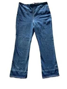 Lyssé New York High Rise Straight Crop Jeans Medium Raw Hem Pull On Denim